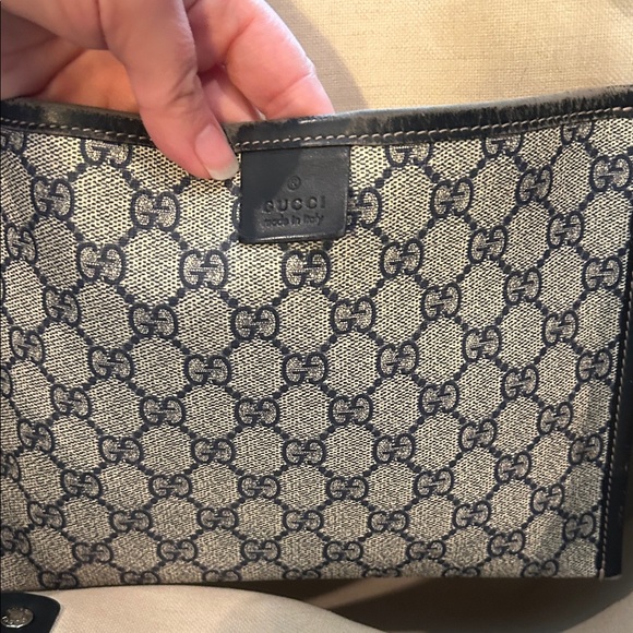 Gucci Blue Monogram Canvas Tote With Red/Blue Web Accent - Picture 5 of 16